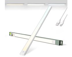 Brendz Keukenverlichting Onderbouw LED, Onderbouwverlichting, 60cm, USB-C Oplaadbare Led-Strip, 4400mAh, 3 Kleurtemperaturen, Dimbaar, Magnetisch, Keukenverlichting Draadloos, Kastverlichting, Puyo Zilver