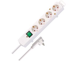Brennenstuhl Comfort-Line Plus Stekkerdoos 4-Voudig (Met Platte Stekker, Schakelaar, 2 m Kabel, En extra brede afstanden van de stopcontacten) Kleur: Wit