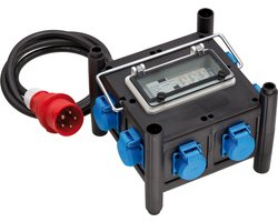 Brennenstuhl Compacte rubberen stroomverdeler met gecertificeerde stroomonderbreker (2m kabel, 7x 230 V/16 A, bouwplaatsgebruik en permanent gebruik buiten, met RCD-schakelaar, Made in Germany)