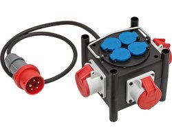 Brennenstuhl Compacte rubberen stroomverdeler voor op de bouw (1m kabel, 3x CEE 400V/16A, 4x 230V/16A penaarde, gebruik op locatie en voor permanent buitengebruik, Made in Germany)
