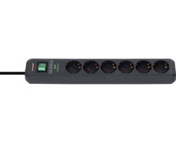 Brennenstuhl Eco-Line 6-voudige stekkerdoos met overspanningsbeveiliging (Stekkerblok met hogere contactbescherming, Schakelaar,5 m Kabel) antraciet