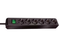 Brennenstuhl Eco-Line met schakelaar 6-voudig zwart 1,5m H05VV-F 3G1,5