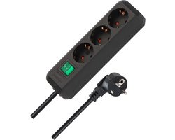 Brennenstuhl Eco-Line stekkerdoos met schakelaar 3-voudig zwart 1,5 m H05VV-F 3G1,5