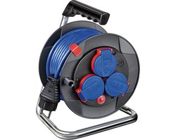 Brennenstuhl Garant Kompakt IP44 Kabelhaspel (15m kabel in blauw, speciale kunststof, kortstondig buitengebruik, Made in Germany)