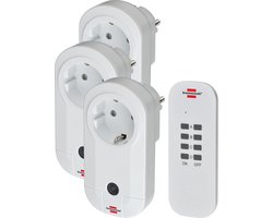 Brennenstuhl RC CE1 3001, set van 3 draadloze stopcontacten (met handzender en verhoogde aanraakbescherming) wit