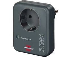 Brennenstuhl stekkeradapter, met overspanningsbeveiliging, 13.500 A, adapter als bliksembeveiliging voor elektrische apparaten, antraciet