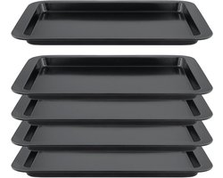 Brenzoos - : Bakplaat Set van 5 stuks - 33x23x2cm - Oven Trays voor Oven Koken, Serveren en Roosteren - Anti-aanbaklaag