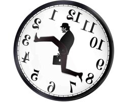 Brenzoos - Creatieve wandklok 254 cm - moderne decoratieve klok voor thuis - grappige Silly Walks - slaapkamer keuken woonkamer - zwart.