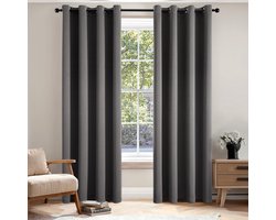 Brenzoos - Grijze Ondoorzichtige Gordijnen met Inslagringen - Set van 2 | 175 cm lang | Verduisteringsgordijnen voor Woonkamer en Slaapkamer