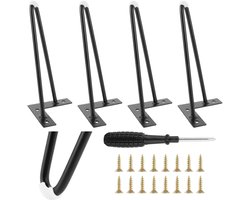 Brenzoos - Meubelpoten - Haarpinnen - Robuuste met rubber bescherming - Zwart - DIY meubels - Geschikt voor tafels en kasten