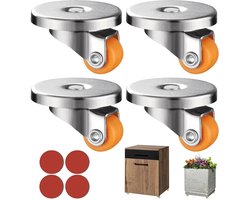 Brenzoos - Meubelwielen 360° draaibaar, Autoklevende wielen voor Licht Meubilair, 0,5 inch, Set van 4, Stil en Krasbestendig, PP Materiaal, Ideaal voor Kleine Meubels, Potten en Kasten.