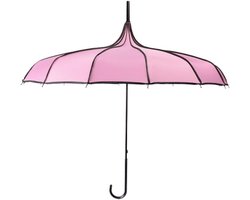 Brenzoos - Pagode Paraplu Vintage Bruids Parasol Winddicht 16 Ribben Lederen Haakte Handvat Regen Zonneparaplu