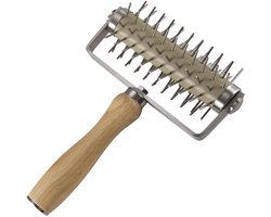 Brenzoos - Pizza stans met roestvrij stalen mes en houten handvat voor cake - Deegroller met tanden voor perfecte pizza - Keukengereedschap met rubberen handvat - Ideaal voor deeg en taartbodems.