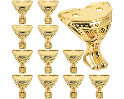 Brenzoos - Poten voor Meubels - Set van 12 Houten Antieke Poten - Metalen Gouden Tafelpoot - Hoekbescherming