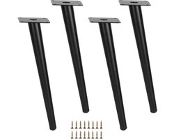 Brenzoos - : Set van 4 verstelbare schuine meubelpoten van metaal - Zwarte poten van 25 cm voor banken, tv-tafels, stoelen en kasten