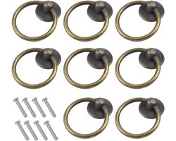 Brenzoos - Verpakking van 8 ladegrepen voor ladedeuren - ring meubelknoppen - metalen deurgrepen - gevallen ringgrepen - meubeldecoraties - met schroeven - brons - Stijlvolle en praktische handgrepen
