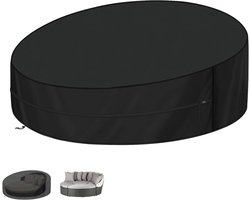 Brenzoos - Waterdichte Rotan Dagbedhoes 180x90/50cm voor Outdoor Zonne-eiland - Beschermhoes van 420D Oxford-Stof voor Patio Daybed - Rond Zonnebankhoes met Trekkoord - All-weather Dagbed Covers