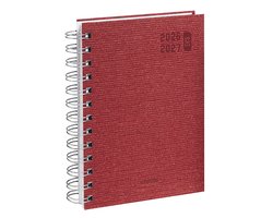 Brepols agenda 2026-2027 - ECO DECO - Schoolagenda - 1 dag per pagina - Wire-O - Dagoverzicht - Rood - 11.5 x 16.9 cm