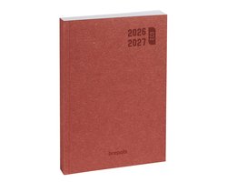 Brepols agenda 2026-2027 - ECO PURE - Schoolagenda - 1 dag per pagina - Soepele omslag - Dagoverzicht - Rood - 11.5 x 16.9 cm