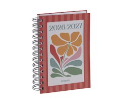 Brepols agenda 2026-2027 - HAPPY - Schoolagenda - 1 dag per pagina - Wire-O - Dagoverzicht - Rood - 11.5 x 16.9 cm