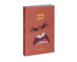 Brepols agenda 2026-2027 - MONSTERS - Schoolagenda - 1 dag per pagina - Stevige omslag - Dagoverzicht - Oranje - 11.5 x 16.9 cm
