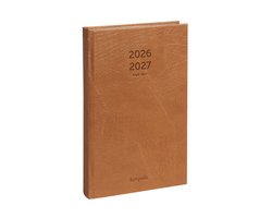 Brepols agenda 2026-2027 - Saturnus LUCCA - Schoolagenda - 16 maanden - 1 dag per pagina - Gekartonneerde omslag - Dagoverzicht - Bruin - 13.3 x 20.8 cm