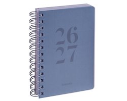 Brepols agenda 2026-2027 - WIRE-O TRANSPARANT - Schoolagenda - 1 dag per pagina - Wire-O - Dagoverzicht - Blauw - 11.5 x 16.9 cm