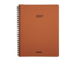 Brepols bureau agenda 2027 - TIMING [0.136] - CALVI - Bureau agenda - 1 week op 2 pagina's - Weekoverzicht - Wire-O - Oranje - 17.1 x 22 cm