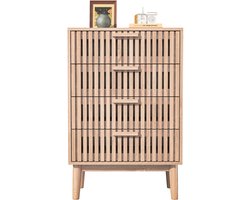 Bresht Dressoir - Commode - Ladekast - Opbergkast - 4 Lades - Softclose laden - Kantelbeveiliging - 60 x 34 x 91 cm - Houtlook