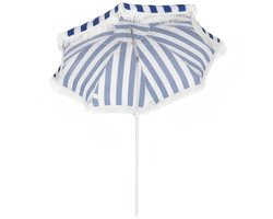Bresht parasol - Strandparasol - Kantelbaar - Gemakkelijk mee te nemen - Bohemian uitstraling - Wit met blauw - 180 x 200 cm