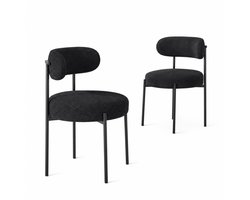 Bresht Stoelen - Eetkamerstoelen - Stoel - Moderne set van 2 - Chenille bekleding - Ergonomische rugleuning - Stevig - Zwart