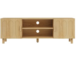 Bresht TV-Meubel - Softclose Deuren - 2 kabeldoorvoeren - Houten Poten - Antislipvoetjes - Licht eiken -140 x 40 x 48 cm