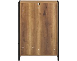 Bresht Wasmachine kast - Uitneembare wasmand - 3 open opbergvakken - Houtlook vintage - 60 × 30 × 90 cm