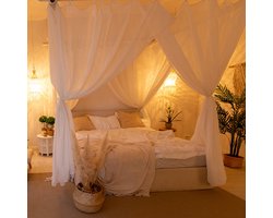 Brettschneider Ronda Luxe Klamboe - Katoen - Voor King Size Bed - 4 Deuren - 210 cm breed, 210 cm lang, 210 cm hoog - Hemelbed
