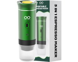 BrewMate 3-in-1 Draagbare Koffiemachine – Voor Capsules & Gemalen Koffie – USB-C Oplaadbaar – Draagbare Koffiemachines - Koffiezetapparaat – Nespresso Cups - Andere Merken Cups - Gemalen Koffie – 15 Bar Druk – Compact - Lichtgewicht - Groen
