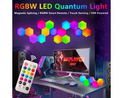BRGOOD 5stuks led lights- RGB Wandlampen - Touch Nachtlampje met Afstandsbediening - Gaming Lights - Sfeerverlichting - DIY Creatieve Geometri - voor Thuis Kantoor Hotel Bar Decoratie, Game-instellingen,Geschenken