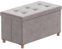 BRIAN & DANY Zitbank Met Opbergruimte Opvouwbare Poef Met Poten Opbergkruk Woonkamer Slaapkamer Hal Lichtgrijs 76 X 38 X 38 CM Multifunctionele Zitbank