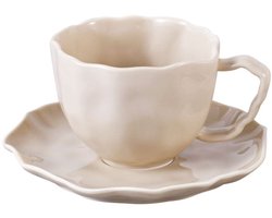 Bricard Angles Koffieset - 12-delig - Taupe - 225ml - Porselein - Koffiekopjes