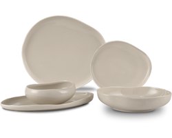 Bricard Barles - Porseleinen Dinner Set - Serviesset - 25-delig - 6-Persoons - Taupe - Japandi