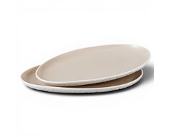 Bricard Barles Stone Schalen Set - 2-delig - 23x14x2cm - Wit/Taupe