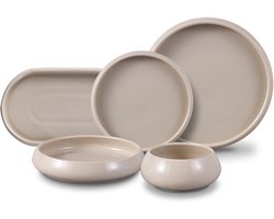 Bricard Bondy - Porseleinen Dinner Set - Serviesset - 25-delig - 6-Persoons - Taupe