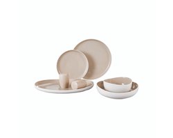 Bricard Colmar Serviesset - Wit/Taupe - 27-Delig - Porselein