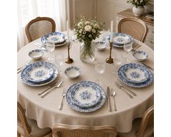 Bricard Fleury - Vintage Serviesset - 25-delig - 6-Persoons - Blauw/Wit - Dinner Set - Porselein