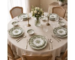 Bricard Fleury - Vintage Serviesset - 25-delig - 6-Persoons - Groen/Wit - Dinner Set - Porselein
