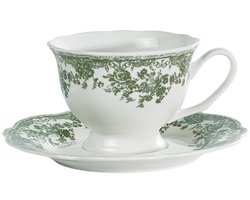 Bricard – koffieset – Fleury – 12-delig – groen – porselein 225 ml voor koffie en thee