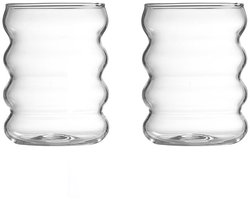 Bricard Marbella Glazen - Set van 2 - 350ml - Curvy Drinkglas - Wavy