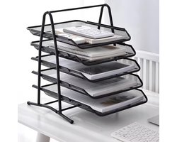 Brievenbak - Documenten Rek - Bureau Organizer - 5 Vakken - Metaal - Uittrekbaar Type - 30x28x38 cm