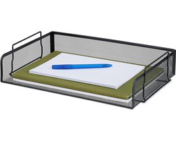 Brievenbak metaal stapelbaar - documentenbak mesh - HxBxD: 85 x 36 x 25 cm - moderne bureau organizer a4 zwart supply bin