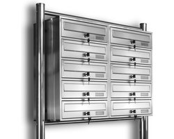 Brievenbus - 10 Woonadressen - RVS - 2x5