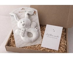 brievenbus cadeau set baby newborn | rammelaar | konijn | in verwachting | wit